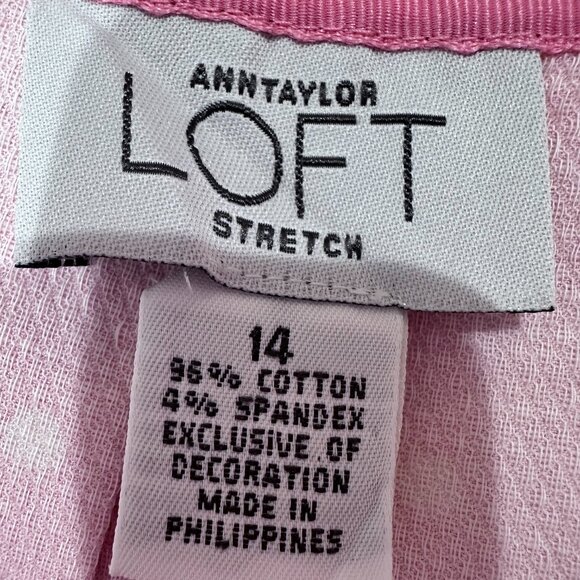 Ann Taylor LOFT, Polka Dot, Pleated, A-line, Coral-Pink Skirt, Women's Size 14 - Picture 5 of 6